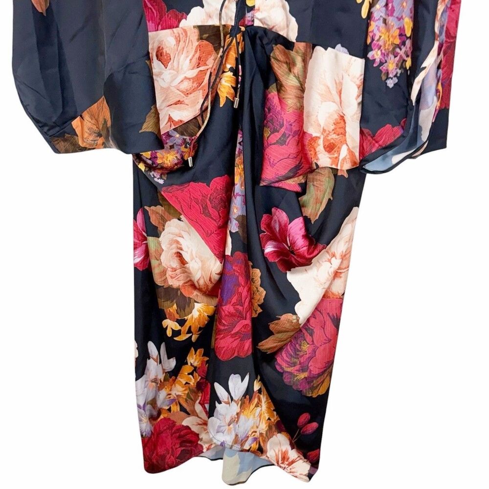 Wayward Fancies Custom Plus Size 3X-4X Floral Dress Kaftan Navy Multicolor Roses - Picture 4 of 11